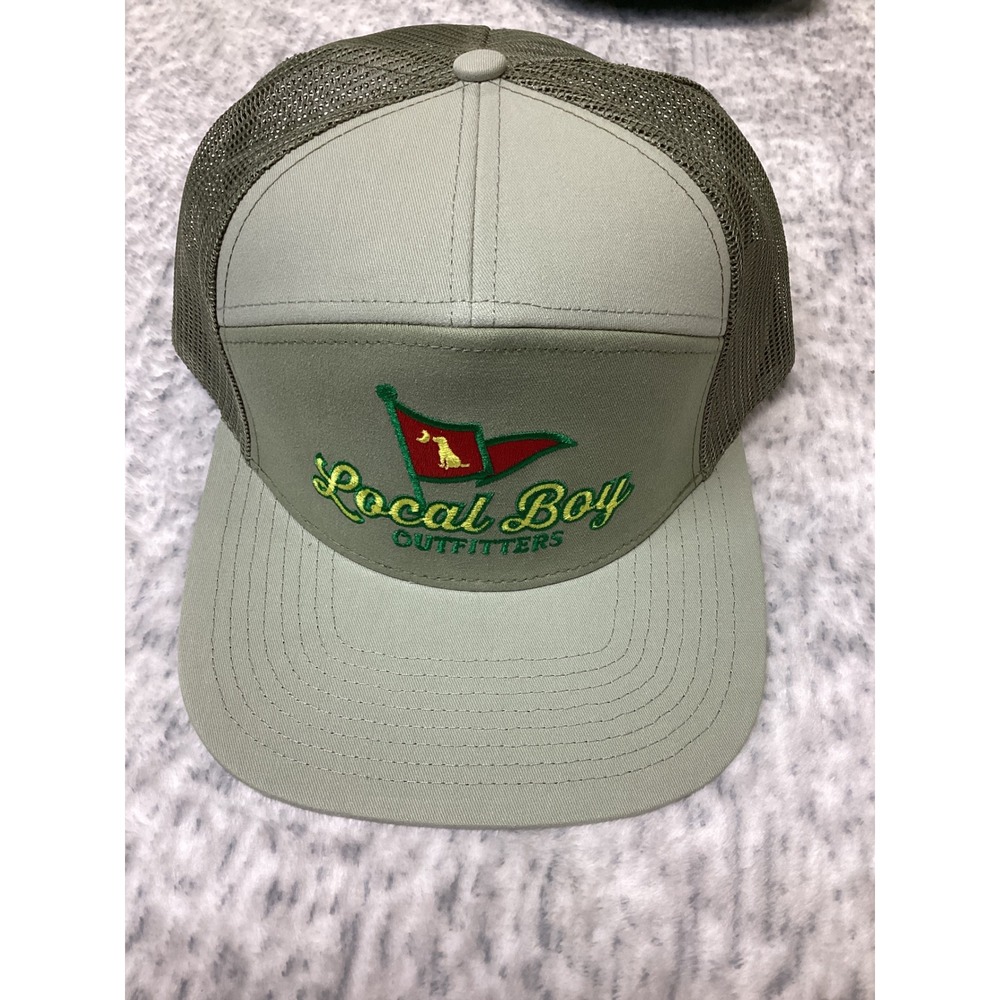 Local Boy Outfitters Sage Green 7 Panel Trucker Hat Snapback Mesh Cap NEW